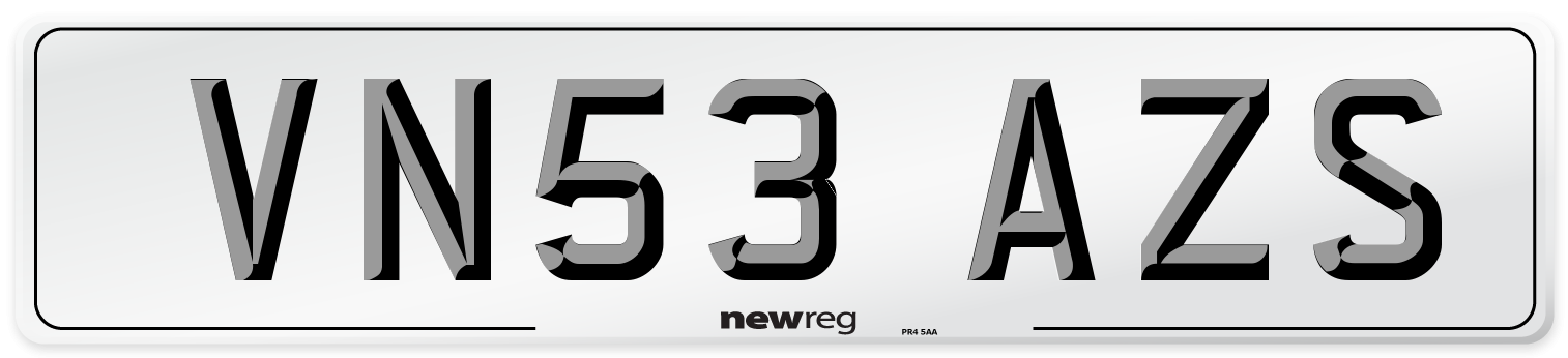 VN53 AZS Number Plate from New Reg